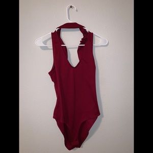 Maroon choker body suit